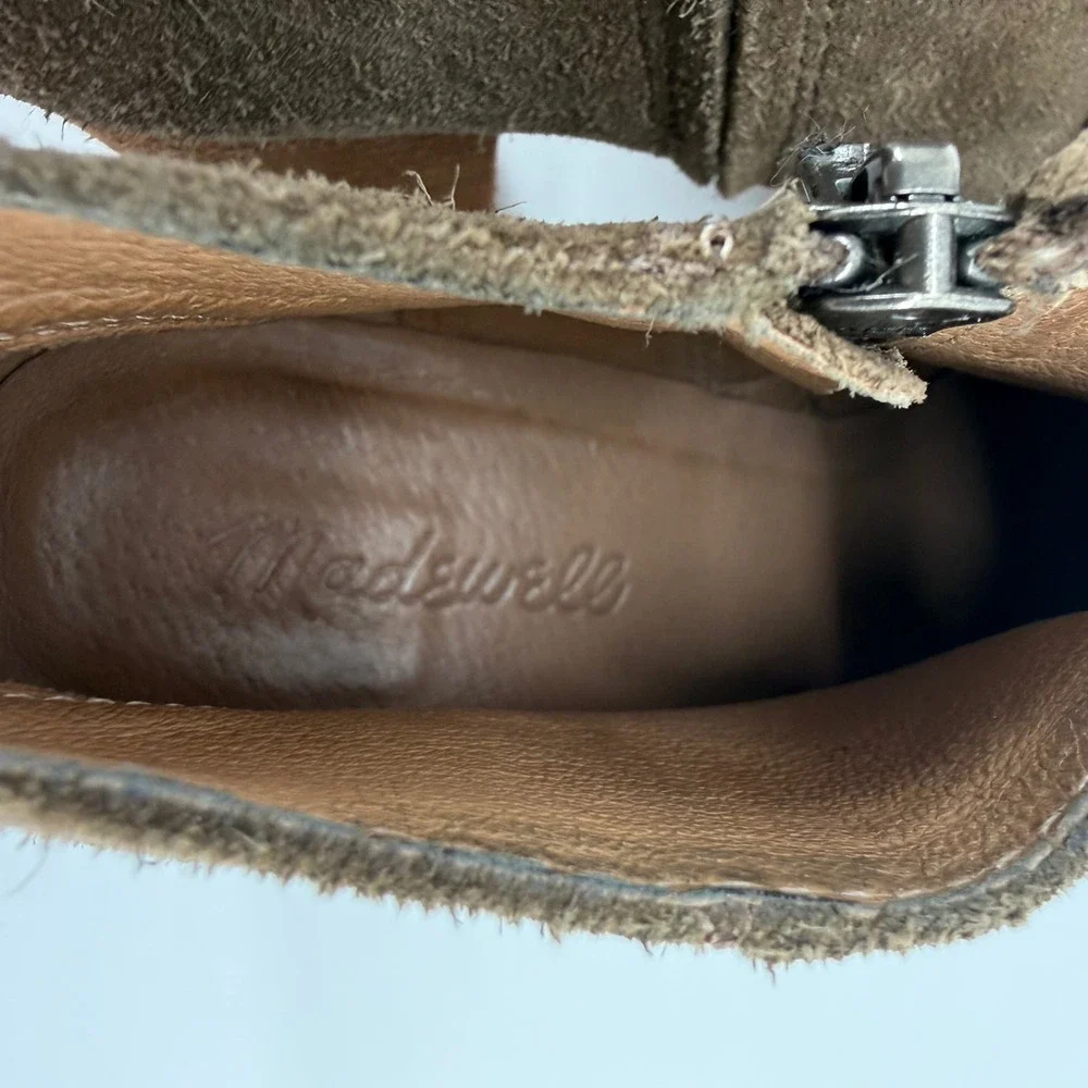 Madewell Women's 9 Brown Suede Ankle Boots‎ Stacked Block Heel Side Zip